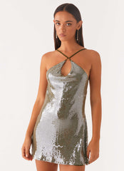 Minivestido con espalda drapeada Radiant Energy - Oliva
