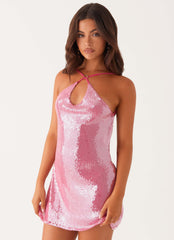 Minivestido con espalda drapeada Radiant Energy - Fucsia