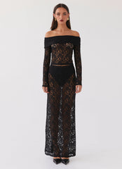 Top Zephyra Lace de manga larga - Negro