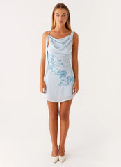 Minivestido Lily con cuentas - Azul pastel