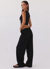 Pantalones de Lino Fresh Face - Negro