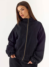 Chaqueta bómber de mezclilla Waylon - Negro