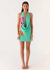 Minivestido Halia Cowl - Flores de la jungla