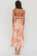 Vestido longo Nerida com torção nas costas Laranja