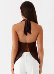 Top con cuello halter At Last - Marrón