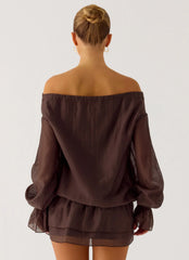 Minivestido Elris de cintura baja - Chocolate frío