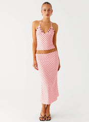 Falda midi de tiro bajo Bahama - Estampado de fresas