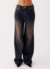Jeans Back Again Straight Leg Denim - Lavagem Ácido Azul Marrom