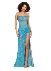 Vestido de noche de fiesta Ashley Lauren 11238 con corsé, bustier y falda cruzada