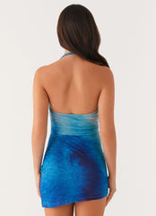 Minivestido fluido - Tie-dye azul