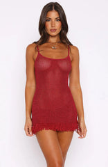 Minivestido de punto Keeping Me Awake color frambuesa