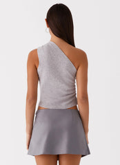 Top de punto Indy con un solo hombro - Gris