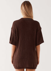 Camisa de ganchillo extragrande Nylah - Chocolate