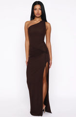Mi vestido largo Cure color chocolate