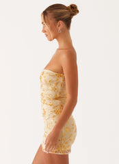 Minivestido con abalorios Moorey - Amarillo