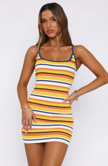 Vestido Mini de Punto con Rayas Náuticas y Destellos