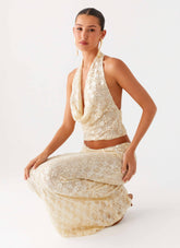 Top Bling It On con cuello desbocado - Marfil