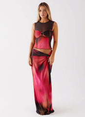 Camiseta de malla Caprice - Estampado rosa