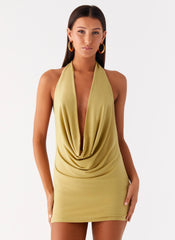 Minivestido Haisley con cuello desbocado - Verde lima