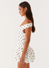 Minivestido sin hombros Endless Romance - Lunares blancos