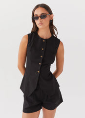 Pantalón corto de lino Born For Bordeaux - Negro