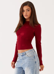 Top de punto de manga larga Dandelion - Rojo