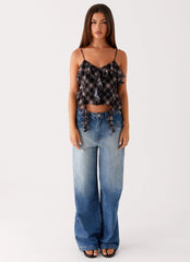 Top Jessie Cami - Cuadros gris topo