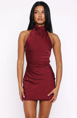 Minivestido Halter Just Small Talk Vinho