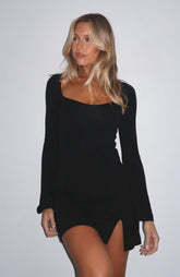 Minivestido Manga Longa Round My Head Preto
