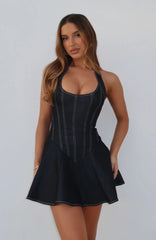 Vestido mini halter Looking At Me índigo oscuro