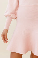 Vestido con mangas farol y bajo con volantes Montmartre en rosa rubor