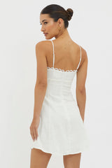 Minivestido Chamberlain con ribete festoneado blanco