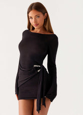 Minivestido Niella cruzado de manga larga - Negro