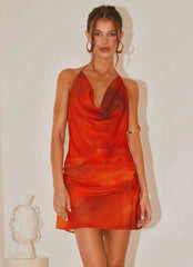 Minivestido Cyna Cowl - Scarlet Blur
