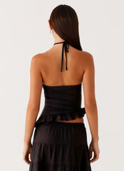 Mariella Linen Top - Negro