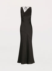 Vestido largo de satén Be Mine - Negro