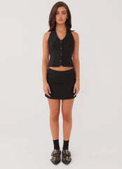Top de chaleco halter Sarah - Negro
