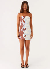 Minivestido sin tirantes Denby - Estampado Bloom Wave