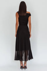 Vestido Longo Moonlit Magic com Decote Assimétrico Preto