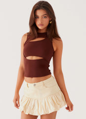 Top de malla calada Beyond - Chocolate