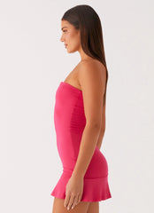 Vestido mini sin tirantes Hurts Like Hell - Fucsia