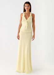 Top corto con cuello halter - Amarillo