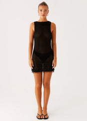 Mini vestido de ganchillo Miracle con abalorios - Negro