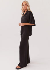 Pantalones de Satén Palm Cove - Negro