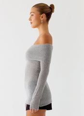 Top de punto Romeo Bardot - Gris