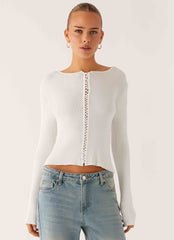 Top de manga larga con cordones Wonderwall - Blanco
