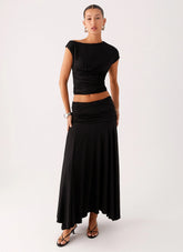 Falda Liana Maxi Fruncida - Negra