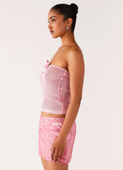 Top de crochet Galia - Rosa
