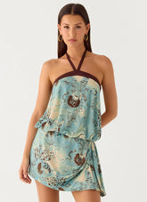 Minivestido Halter Switch Up - Aqua Blur