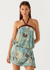 Minivestido Halter Switch Up - Aqua Blur
